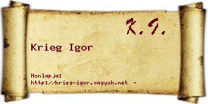 Krieg Igor névjegykártya